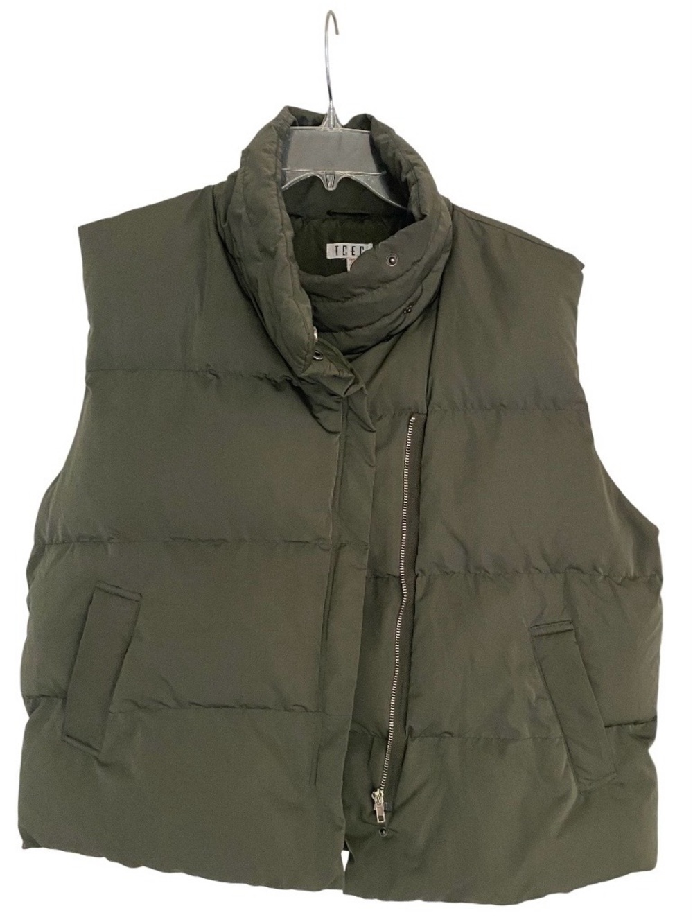 TCEC Olive Green Quilted Puffer Vest - Women's Sleeveless Jacket